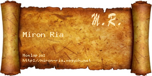 Miron Ria névjegykártya